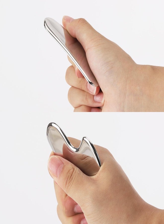 بي تي واي ام اس أدوات غوا شا للوجه من بي تي واي إم إس، قطعتان على شكل قلب، أداة غوا شا من الفولاذ المقاوم للصدأ لنحت الوجه - Image 3